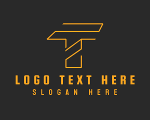 Gold Modern Letter T Logo