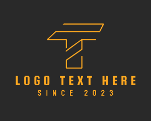 Yellow - Gold Modern Letter T logo design