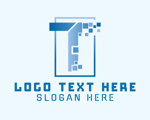 Cube - Digital Pixel Letter T logo design
