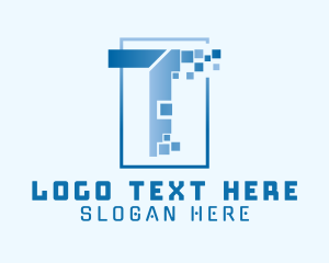 Hacker - Digital Pixel Letter T logo design