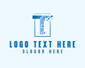 Pixel - Digital Pixel Letter T logo design