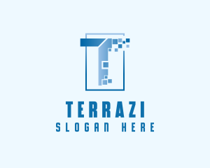 Digital Pixel Letter T logo design