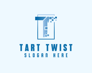 Digital Pixel Letter T logo design