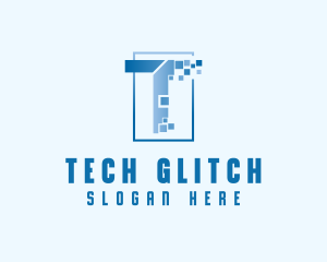 Digital Pixel Letter T logo design