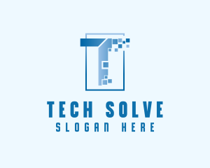 Digital Pixel Letter T logo design