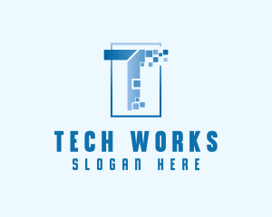 Digital Pixel Letter T logo design