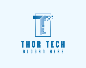 Digital Pixel Letter T logo design