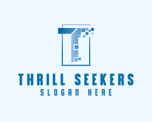 Digital Pixel Letter T logo design