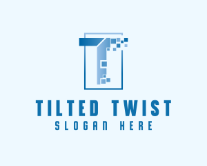 Digital Pixel Letter T logo design