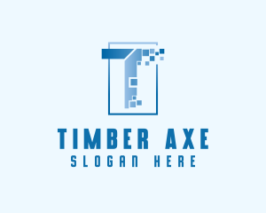 Digital Pixel Letter T logo design