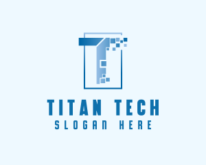 Digital Pixel Letter T logo design