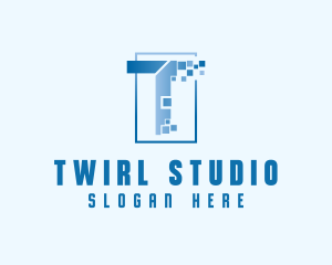 Digital Pixel Letter T logo design