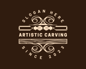 Carving - Chisel Woodwork Furnishing logo design