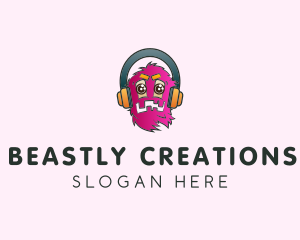 Pink Monster Headphones logo design