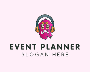 Party - Pink Monster Headphones logo design