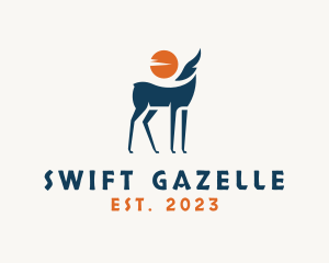 Gazelle - Tribal Gazelle Sunset logo design