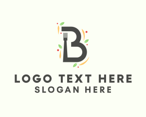 Restaurant - Food Fork Letter B logo design