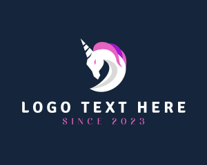 Character - Unicorn Mythical Letter D logo design