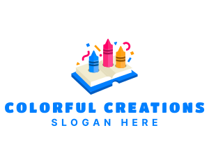 Book Crayons Kindergarten logo design