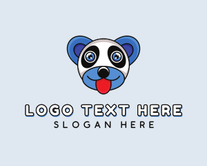 Blue Bear - Panda Bear Head logo design