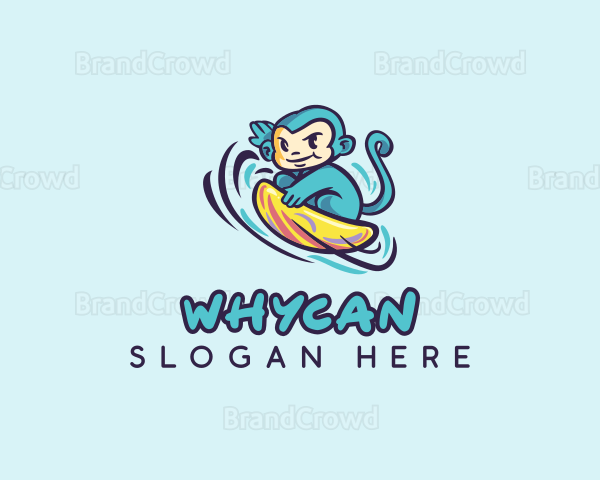 Wave Surfing Monkey Logo