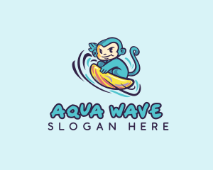 Wave Surfing Monkey logo design