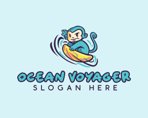 Wave Surfing Monkey logo design