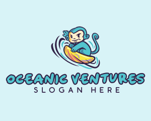 Wave Surfing Monkey logo design