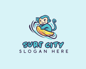 Wave Surfing Monkey logo design