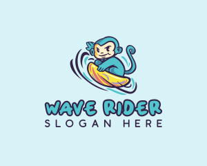 Surfing - Wave Surfing Monkey logo design