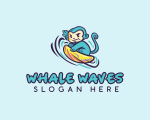 Wave Surfing Monkey logo design