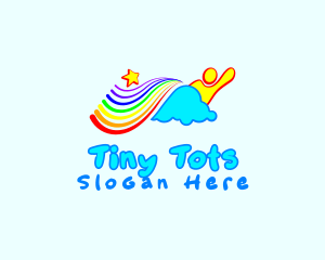 Toddlers - Rainbow Star Kid logo design