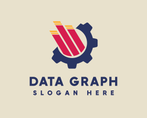 Gear Wheel Graph Bar logo design