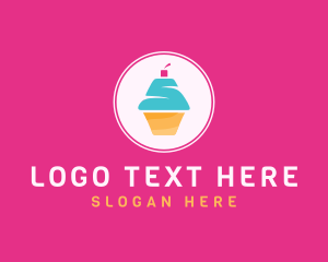 Round - Cupcake Dessert Letter S logo design