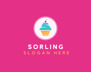 Cupcake Dessert Letter S logo design