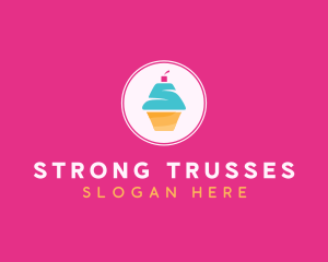 Cupcake Dessert Letter S logo design