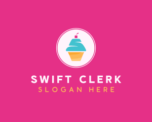 Cupcake Dessert Letter S logo design