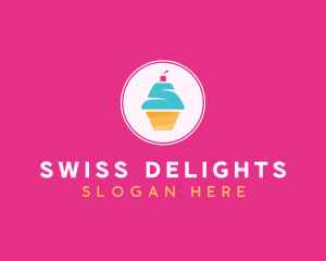 Cupcake Dessert Letter S logo design