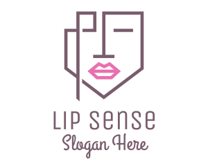 Geometric Face Lips logo design