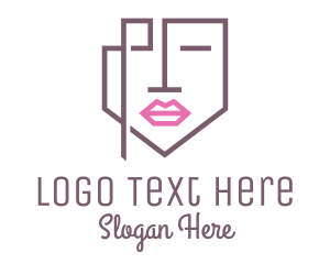 Geometric Face Lips Logo