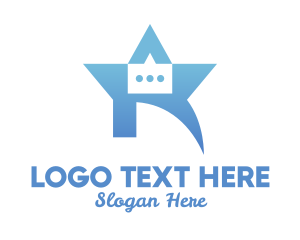 Chat - Blue Star Chat Box logo design
