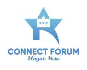 Forum - Blue Star Chat Box logo design