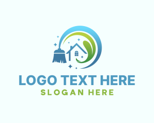 Residential - Broom House Cleaning Sanitation logo design