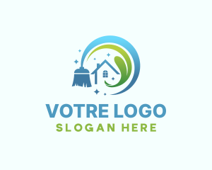 Broom House Cleaning Sanitation Logo
