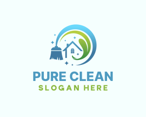 Broom House Cleaning Sanitation logo design