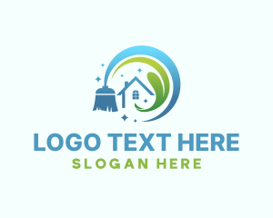 Cleaning - Broom House Cleaning Sanitation logo design