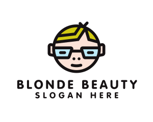 Blonde - Glasses Nerd Kid logo design