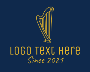 Orchestra - Golden Harp Instrument logo design