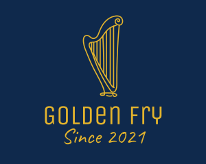 Golden Harp Instrument  logo design