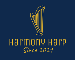 Harp - Golden Harp Instrument logo design